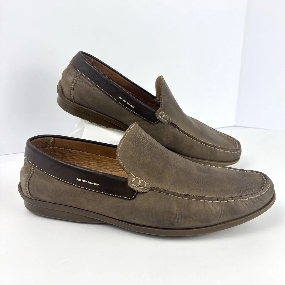 Oxford Dover Driving Loafers Men's 11.5M Taupe Brown Tan Nubuck Leather Brazil